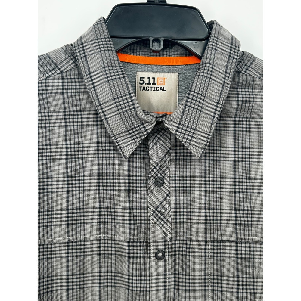 NEW 5.11 Tactical Men's LARGE Peak Long Sleeve Plaid Shirt Gray - Picture 4 of 11
